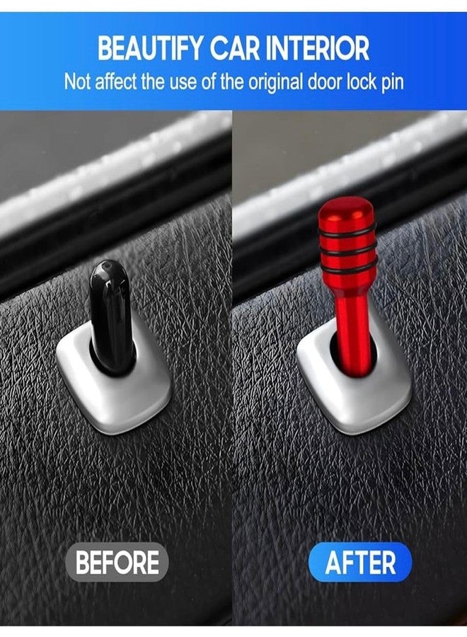 AUTO MT مقابض قفل أبواب السيارة المعدنية الحمراء، مصنوعة من سبائك الألومنيوم، دبابيس سحب داخلية لقفل الأبواب، مناسبة لجميع أنواع السيارات، لتزيين السيارة - Image 4